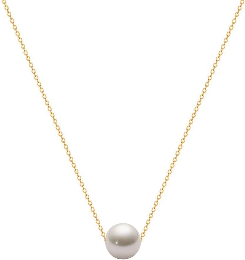 Zeffy Pearl Necklace 8MM Dainty Round Imitation Pearl Choker Necklace Wedding Pearl Necklace Delicate Jewelry for Women Simple Bridesmaid Jewelry Gifts - Image 1